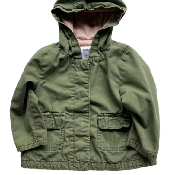 Toddler Old Navy Army‎ Green and Pink Knit Jacket size 18-24 girls - Picture 1 of 4
